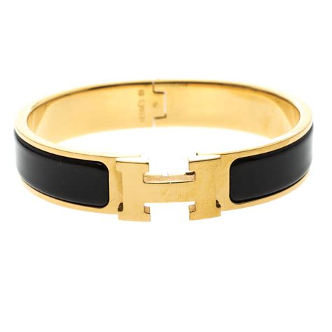 hermes gold h clic clac enamel bracelet